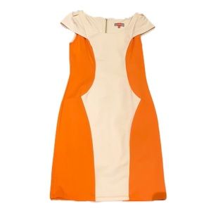 European Summer Dress - white and orange - Size 4